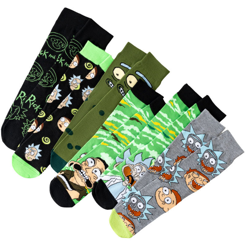 6Pairs cartoon anime socks for men and women
