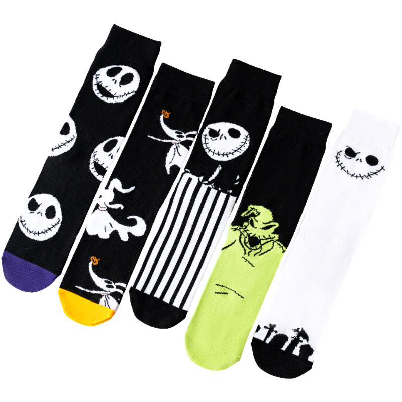 5Pairs cartoon anime socks for men and women