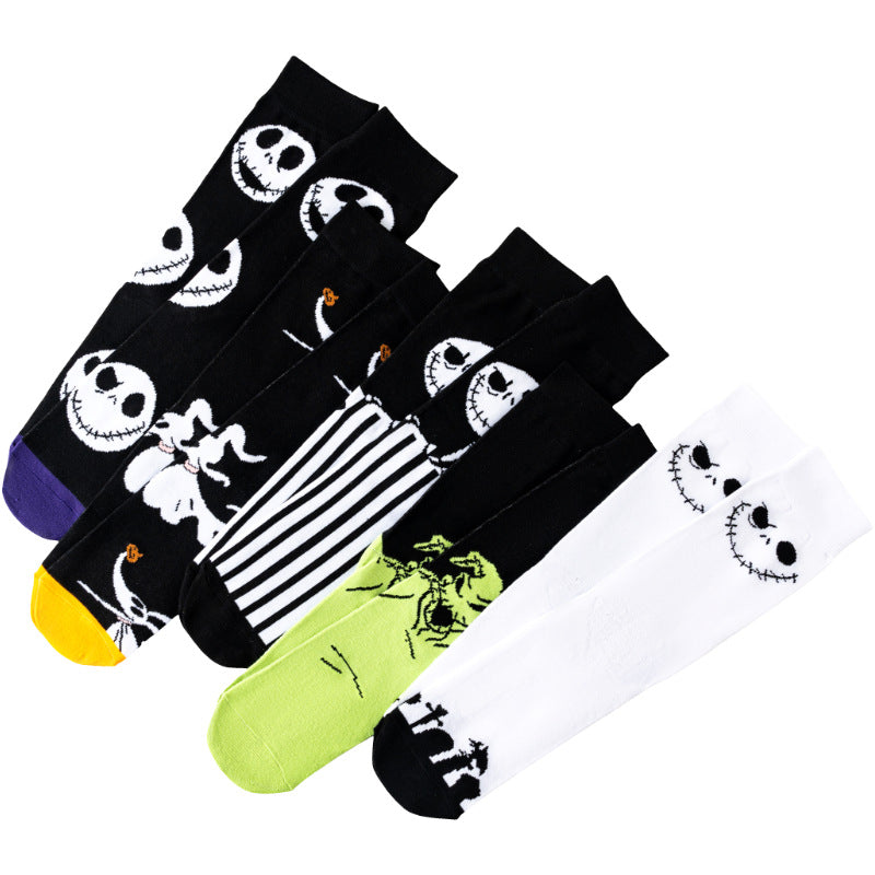 5Pairs cartoon anime socks for men and women