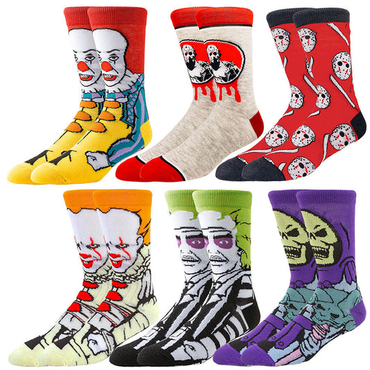 6Pairs cartoon anime socks for men and women