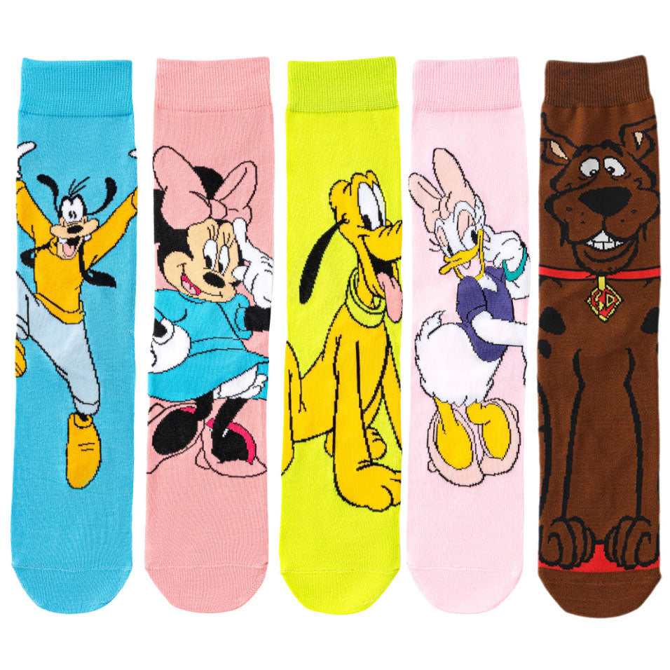 5Pairs cartoon anime socks for men and women