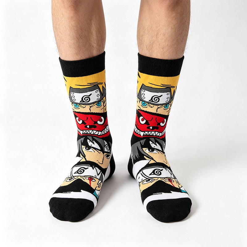5Pairs cartoon anime socks for men and women