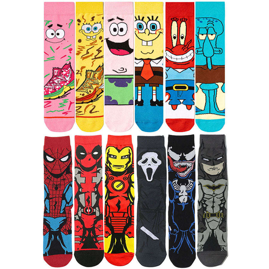 12Pairs cartoon anime socks for men and women