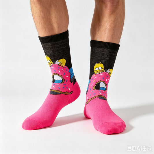 6Pairs cartoon anime socks for men women