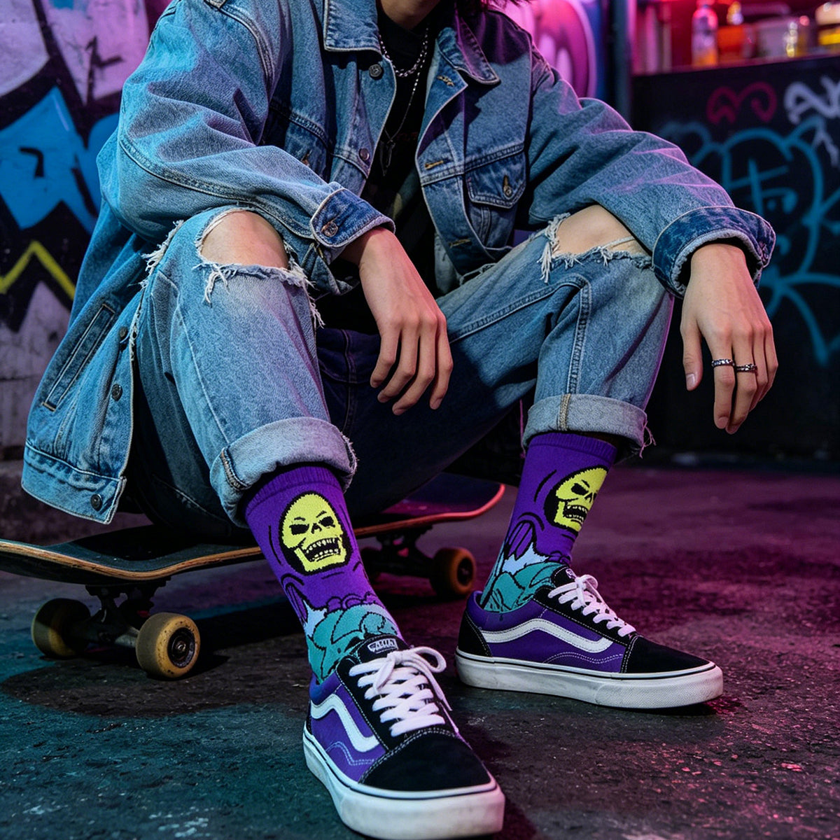 Skeletor Cartoon Anime Socks