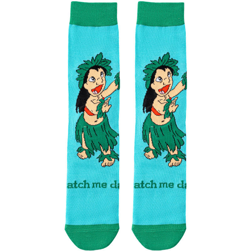 5Pairs cartoon anime socks for men and women