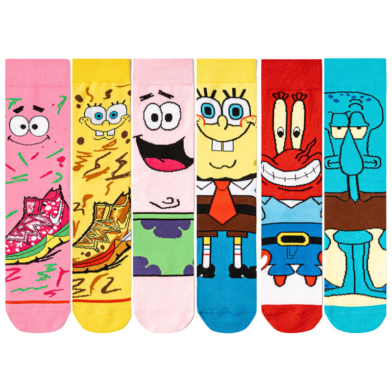 6Pairs cartoon anime socks for men and women