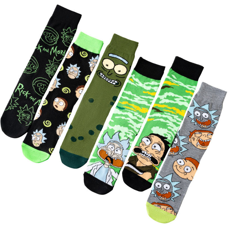 6Pairs cartoon anime socks for men and women