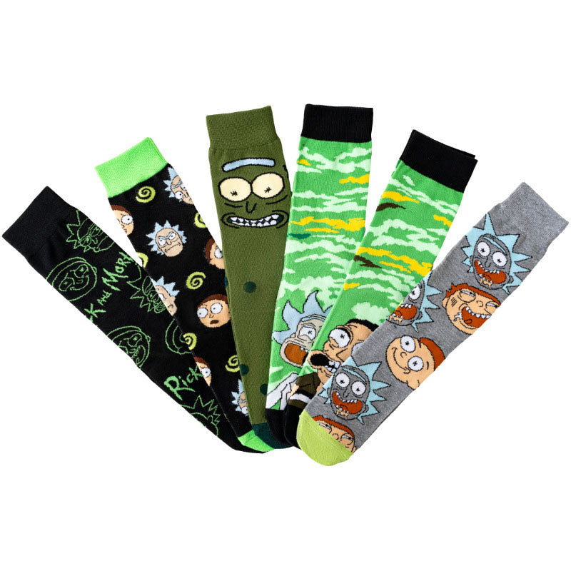 6Pairs cartoon anime socks for men and women