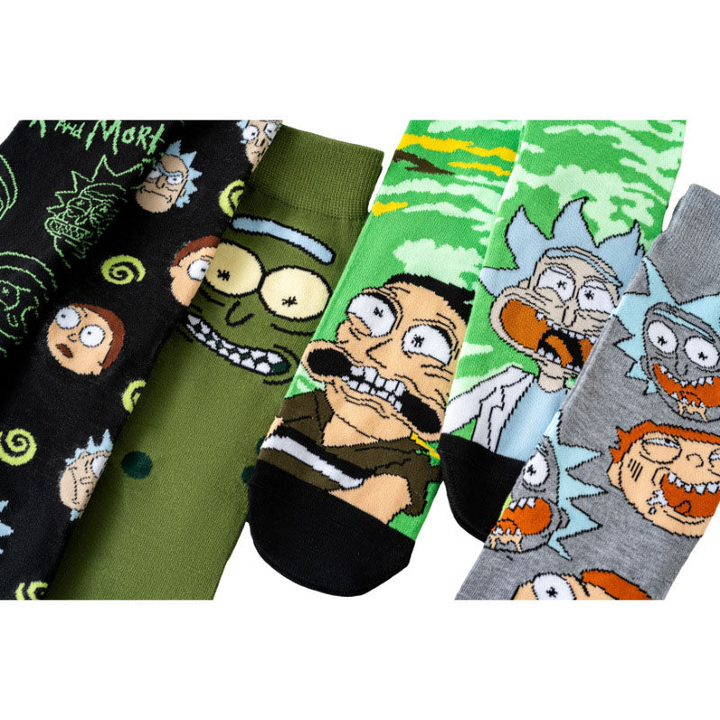6Pairs cartoon anime socks for men and women