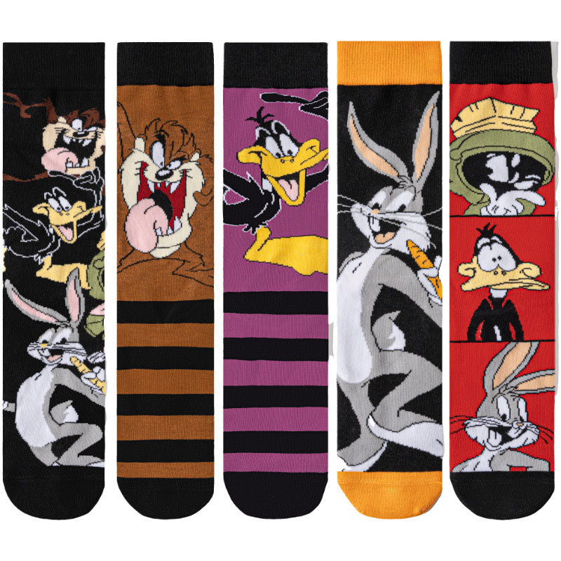 5Pairs cartoon anime socks for men and women