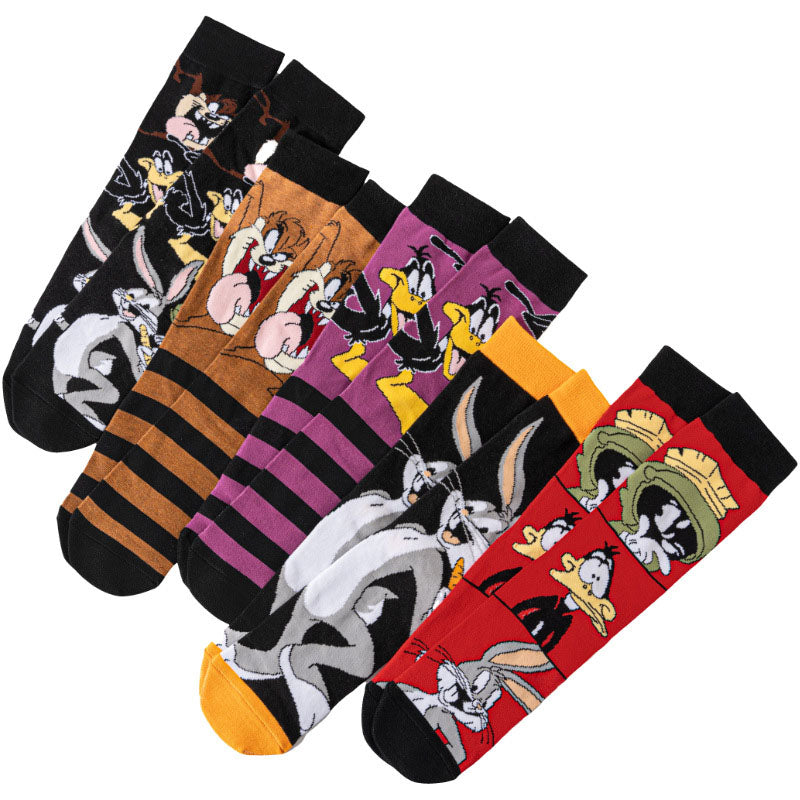 5Pairs cartoon anime socks for men and women