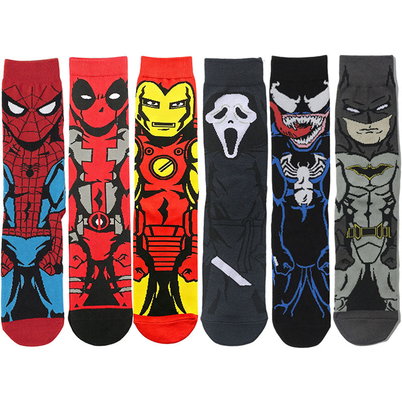 6Pairs cartoon anime socks for men and women