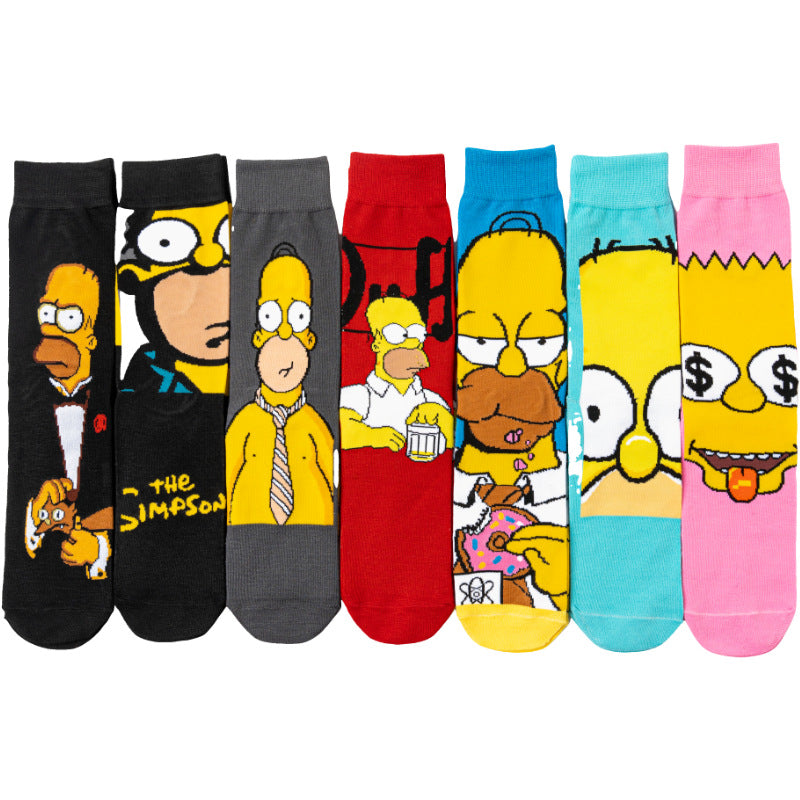7Pairs cartoon anime socks for men and women