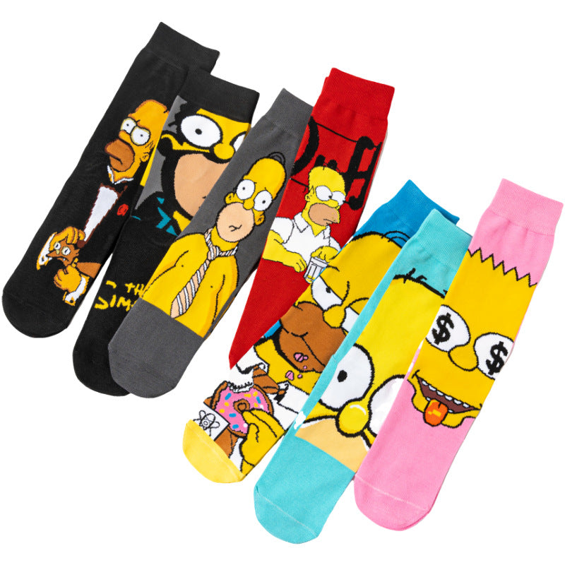 7Pairs cartoon anime socks for men and women