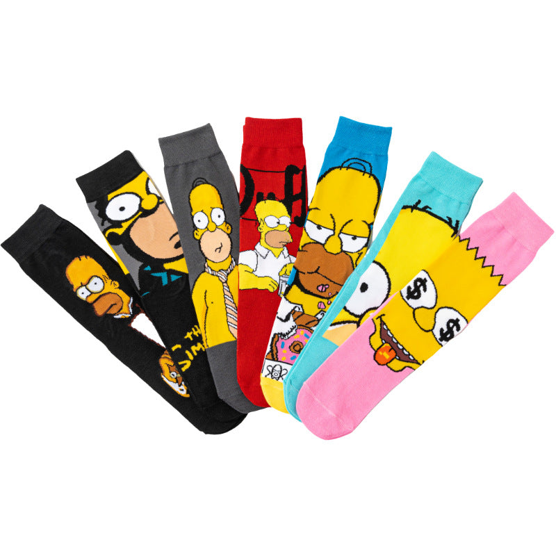 7Pairs cartoon anime socks for men and women