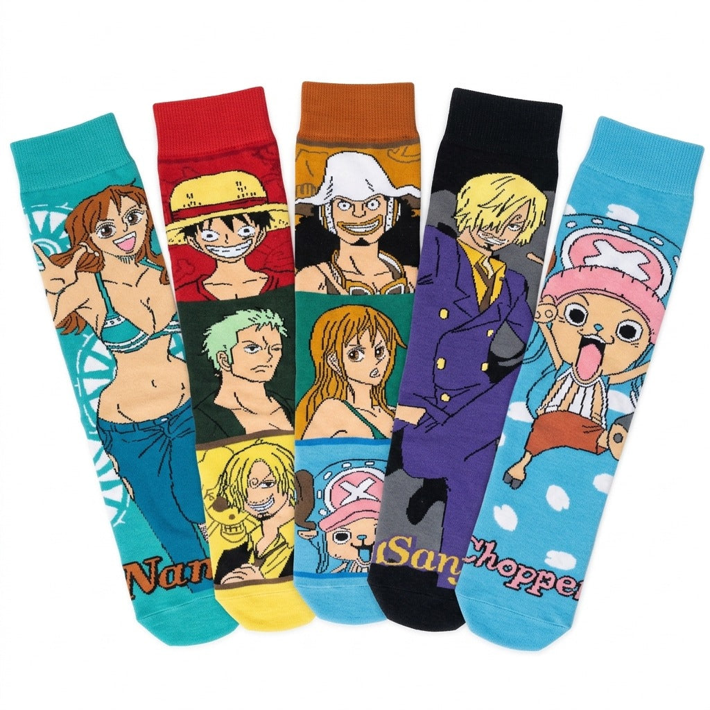 5Pairs cartoon anime socks for men and women