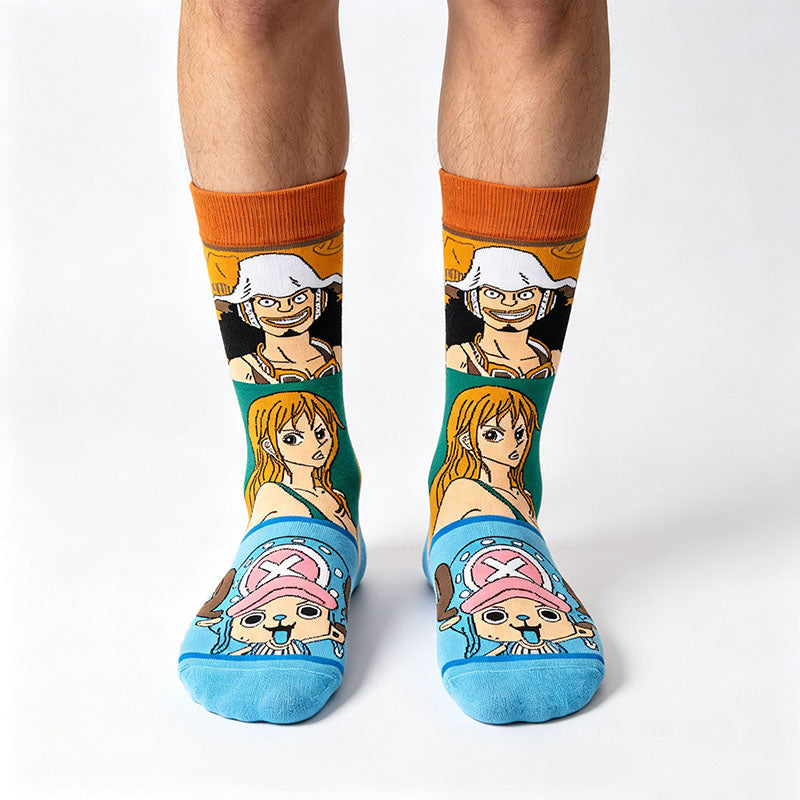 5Pairs cartoon anime socks for men and women