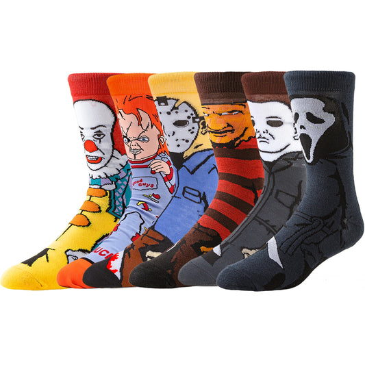 6Pairs/Pack 29.8USD FREE SHIPPING Cartoon Anime Socks Chuky Jason Joker Socks