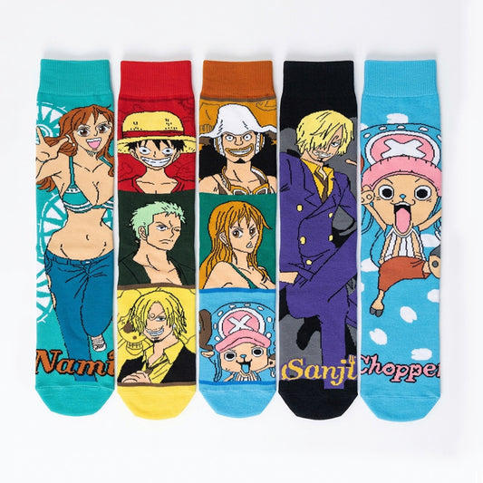 5Pairs cartoon anime socks for men and women
