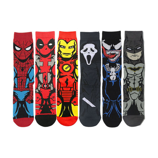 6Pairs cartoon anime socks for men and women
