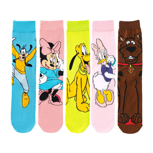 5Pairs cartoon anime socks for men and women