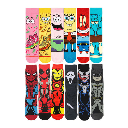 12Pairs cartoon anime socks for men and women