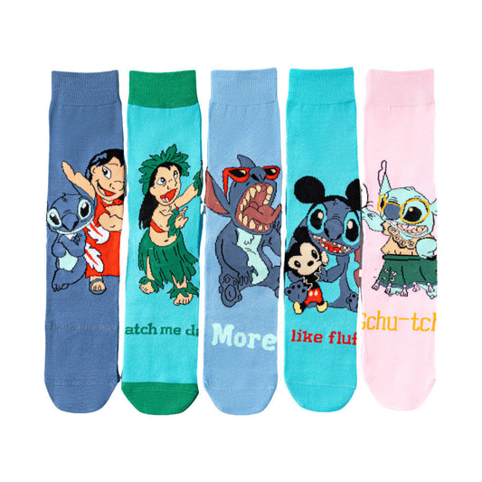 5Pairs cartoon anime socks for men and women